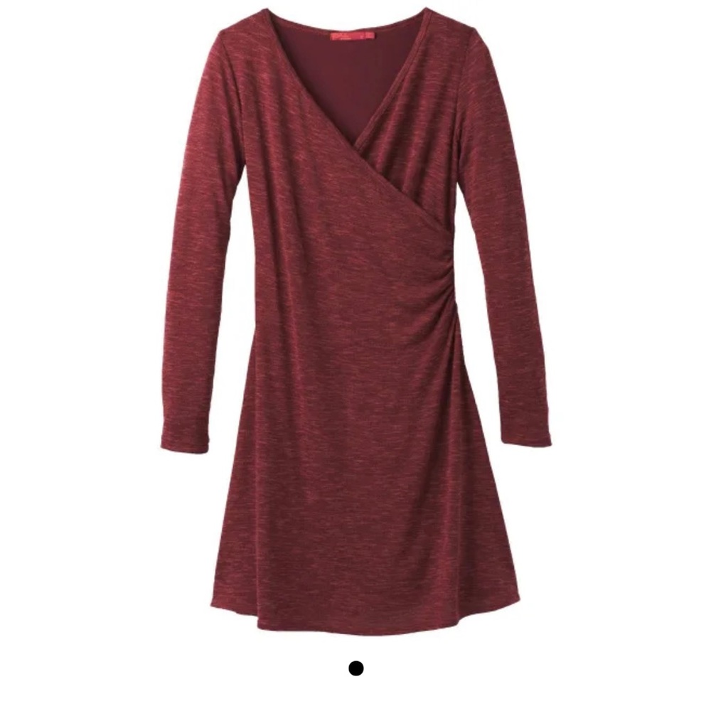 Prana Nadia Dress Space-Dyed Faux Wrap Lined Nocturnal Red XL NWT